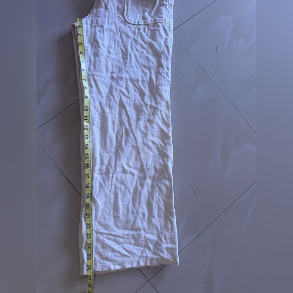 Style Me / Elastic Waist Semi-Sheer Linen Blend Beige Crop Capri Pants - Picture 6 of 16